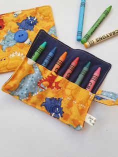 Dinosaur crayon roll makes a lovely useful gift Toddler Gift, Art Case