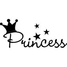 the word princess written in black and white with a crown on it's head