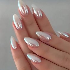 Super Cute And Stylish Ships In 5-10 Business Days Chrome Nails 2024 Trends, Shiny Nails Designs, Pink Nail Art, Shiny Nails, Nails Polish, White Nail, Classy Nails, Fancy Nails, Chic Nails