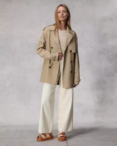 Beverly Cropped Trench - Tan | rag & bone Cropped Trench Coat, Going Out Looks, Athletic Fits, Fit In, Rag & Bone, Double Breasted, What To Wear, Trench Coat, Coats Jackets