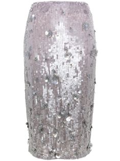 nickel grey sequin embellishment floral appliqué elasticated waistband slip-on style pencil silhouette straight hem mid-length mesh lining Glamorous Midi Skirt For Spring, Summer Knee-length Sequin Skirt, Summer Sequin Knee-length Skirt, Glamorous Knee-length Spring Skirt, Glamorous Knee-length Skirt For Spring, Spring Sequin Pencil Skirt, Elegant Sequined Pencil Skirt For Spring, Elegant Spring Pencil Skirt With Sequins, Glamorous Knee-length Spring Bottoms