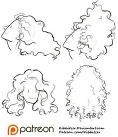 four different styles of hair for children to draw on the back of an adult's head