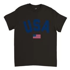 T-shirt USA With Flag color Edition Patriotic Shirt - Etsy Cotton Sports T-shirt With Flag Print, Black Patriotic Short Sleeve T-shirt, Patriotic Black Short Sleeve T-shirt, Black Short Sleeve Patriotic T-shirt, Black Letter Print Shirt For Independence Day, Black Short Sleeve T-shirt For 4th Of July, American Style Pre-shrunk Cotton T-shirt, Graphic Tee Cotton Shirt For Sports Events, Black Shirt With Letter Print For Independence Day