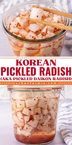 Here's a delicious Labor Day party food idea! This Korean Pickled Radish uses Korean radish or Daikon radish, distilled white vinegar, sugar, salt, and water. Prepare this recipe with easy step-by-step instructions, and pin it for the best summer BBQ side dish! White Radish Recipes, Radish Pickle Recipe, Bbq Rice, Korean Radish, Korean Food Side Dishes