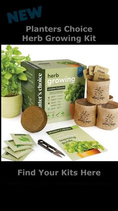 the herb growing kit is shown with its contents