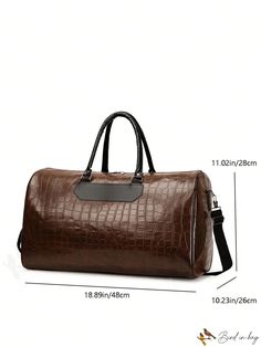 BirdinBag - Crocodile Embossed Double Handle Travel Bag ÃÂ¢ÃÂÃÂ Stylish & Portable in Brown Diaper Storage, Mommy Bag, Luggage Bags Travel, Brown Pattern, Color Coffee, Busy Parents, Duffel Bag, Luggage Bags, Travel Bag