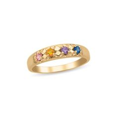 Our Much-Loved Band Ring in your choice of 10k or 14k gold is a timeless look that shows off your personal style, prepare to be flattered. Wear anytime, whether in jeans and flipflops or dress and heels. This style makes a terrific addition to mixing with your own jewelry collection, the possibilities are endless. Choose from 3-7 birthstones each signifying a family member. A wonderful gift that is sure to make her smile. Who would love this ring, Mother, Grandmother, Aunt, Daughter, Sister, Fri 14k Gold Multi-stone Stackable Rings, 14k Gold Multi-stone Stackable Rings For Anniversary, Gold Sterling Silver Birthstone Ring With Accent Stones, Gold Multi-stone Birthstone Ring For Anniversary, Gold Birthstone Ring With Accent Stones For Anniversary, Yellow Gold Sterling Silver Birthstone Ring With Accent Stones, 14k Gold Stackable Rings With Accent Stones, Sterling Silver 14k Stamped Birthstone Promise Ring, Classic Multi-stone Birthstone Ring