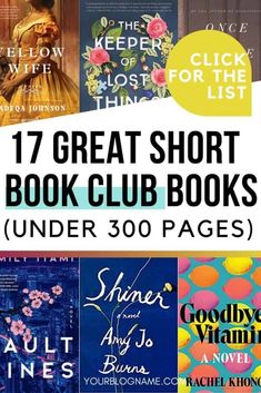 the 17 great short book club books under 300 pages are featured in this postcard