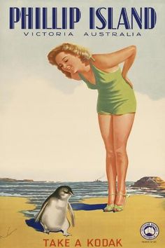 size: 18x12in Art Print: Phillip Island, Victoria, Australia : Penguin Poster, Australia Poster, Island Poster, Poster Vintage Retro, Phillip Island, Tourism Poster, Travel Ads, Online Posters, Victoria Australia