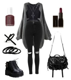 "Styling jeans" by shortcuttothestars ❤ liked on Polyvore featuring Topshop, Posh Girl, Natalia Brilli, Furla, Emi Jewellery, Essie, Illamasqua, women's clothing, women and female Rock Clothing Women, Black Grunge Aesthetic Outfit, Dark Style Outfits, Witch Style Outfits, Lazy Goth Outfits, Gothic Winter Outfit, Gothic Outfits Casual, Gothic Outfits For Women, Witch Clothes