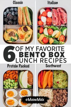 six bento box lunches with the text 6 of my favorite bento box lunches