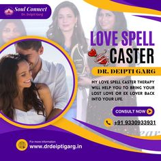 a flyer for a love spell casting event with an image of a man and woman