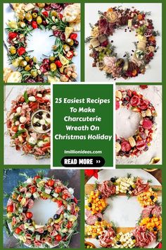 christmas wreaths made from different types of vegetables and fruits are featured in this collage