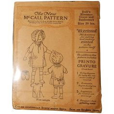 an old fashioned sewing pattern for children's clothes