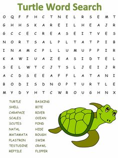 a turtle word search is shown in this image