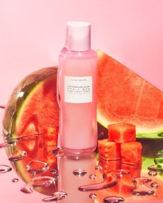 Glow Recipe Photography, Glow Recipe Aesthetic, Candy Product Photography, Glow Recipe Dewdrops, Skincare Aesthetic Glow Recipe, Glow Recipe Watermelon Spray, Glow Recipe Watermelon Cleanser, Skin Care Toner, Glow Recipe Pink Juice Moisturizer