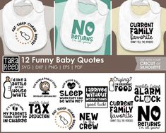 Funny Baby Quotes SVG Bundle for Cricut DIY Baby Bibs - Etsy Crafts For Babies, Funny Bibs, Diy Baby Bibs, Cute Alarm Clock, Onesie Decorating, Htv Ideas, Funny Baby Bibs, March Crafts