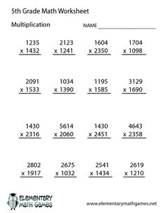 the 5th grade math worksheet is shown