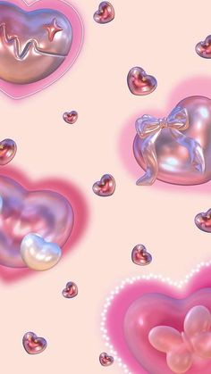 an image of hearts and pearls on a pink background