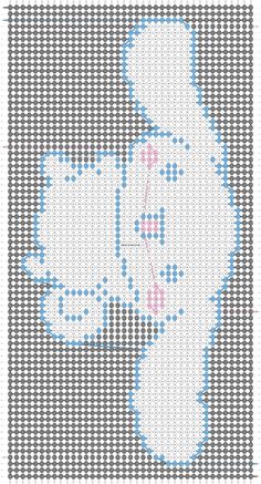 a cross - stitch pattern with blue and pink dots on the bottom half of it