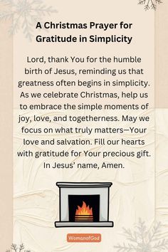 a christmas prayer for gratitue in simplity