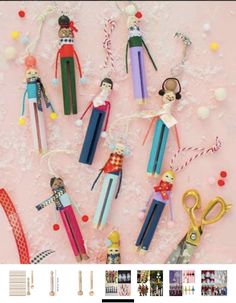 several different types of crafting supplies on a pink background with text overlay that reads, how to make paper dolls