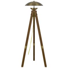 Lakeland Floor Lamp - QK1080827_CALG_PRI_OL Tripod Floor Lamp, Wood Floor Lamp, Brass Wood, Reading Chair, Fan Lamp, Metal Lamp, Tripod Floor Lamps, Led Floor Lamp, Wood Light