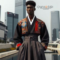 Qwhosiri fashion illustration. Afro Asian, Modern Barong, Ancient Clothing, Fantasy Outfits, Batik Fashion, African Clothing For Men, Male Makeup, Stylish Mens Outfits, Fantasy Clothing