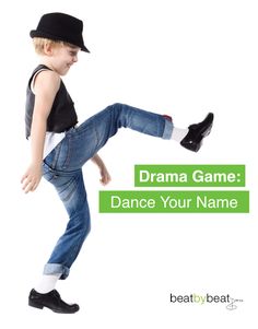 a young boy in jeans and a hat is dancing with the caption, drama game dance your name