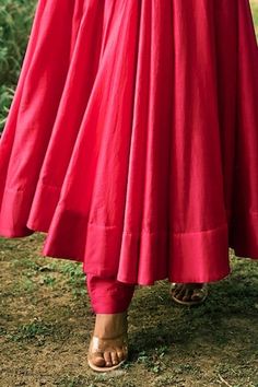 Deep pink anarkali with floral motif embroidery on yoke and sleeves. Paired with a plain straight pant. - Aza Fashions Bhumika Sharma, Pink Anarkali, Motif Embroidery, Pant Women, Women Kurta, Deep Pink, Satin Silk, Pink Satin, Embroidered Silk