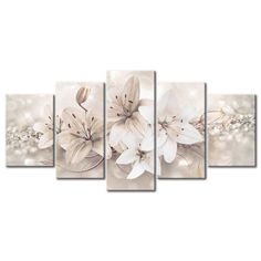 white flowers on a gray background with sparkles