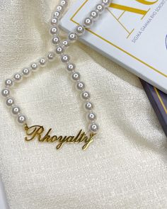 Rhoyalty Pearl Necklace 45cm/18in (Extendable) Final Sale Elegant Personalized Pearl Necklace As A Gift, Elegant Customized Jewelry With Round Beads, Personalized Pearl Necklace As A Gift, Personalized Pearl Necklaces As Gifts, Personalized Pearl Necklace As Gift, Personalized Pearl Necklace For Gift, Elegant Name Necklace As A Gift, Hypoallergenic Pearl Necklace For Gifting, Hypoallergenic Pearl Necklaces For Gifts