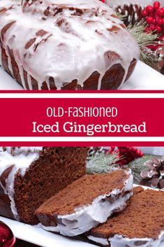 an old fashioned iced gingerbread cake with icing