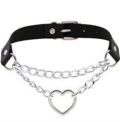 Shop high quality chain choker necklaces best in the market today! Goth Stuff, Emo Clothes, Goth Choker, Grunge Accessories, Cosplay Jewelry, Heart Choker Necklace, Leather Choker Necklace, Choker Collar Necklace, Goth Jewelry