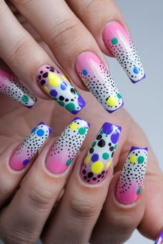 Nail Designs with Dots Abstract Dot Art Long Coffin Nails