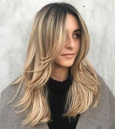 Long Layered Blonde Hairstyle Long Layers With Bangs, Layered Haircuts With Bangs, Long Face Shapes, Layered Hair With Bangs, Hairstyles Blonde, Bangs Long, Face Frame, Blonde Hairstyles