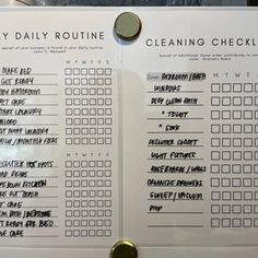 the daily routine checklist is on display