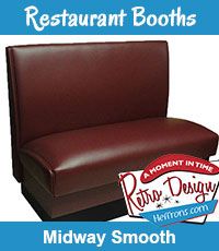 the restaurant booth seats are red and brown