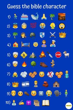 Guess the bible character emoji quiz part 2 Emoji Bible Characters, Bible Characters Emoji Quiz, Bible Emoji Quiz, Bible Emoji Game, Bible Jeporady, Bible Riddles With Answers Jw, Guess The Bible Character Emoji, Emoji Bible Quiz With Answers, Bible Emoji Game With Answers