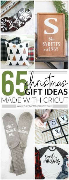 christmas gift ideas made with cricut are featured in this collage for the holiday season