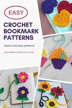 crochet bookmark patterns are shown here