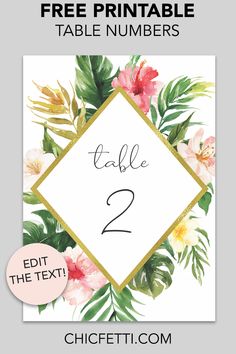 the free printable table numbers for any event