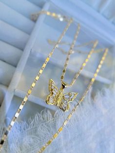 Gold Jewelry With Butterfly Charm For Gift, Dainty Gold Butterfly Jewelry, Gold Butterfly Jewelry For Wedding, Gold Plated Butterfly Necklace As Gift, Gold Butterfly Necklace For Wedding, Gold Jewelry With Butterfly Charm For Her, Virgencita Necklace, Affordable Jewelry, Butterfly Necklace