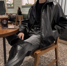 Leather Jacket Outfits, Streetwear Men Outfits, 가을 패션, Look Cool, Look Fashion, Boy Fashion, Jacket Outfits