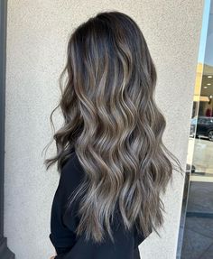 Simple Baylage, Low Maintenance Dark Balayage, Dark Hair Icy Highlights, Brown With Deminsion, Brown Hair With High And Lowlights, Dark Hair With Lots Of Blonde Highlights, Mushroom Ash Brown Balayage On Dark Hair, Bronde Haircolor Cool Tone, Cool Toned Highlights On Dark Hair