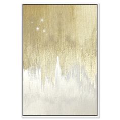 an abstract gold and white painting