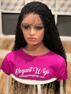 HAND MADE - Each wig we offer was cautiously made by hand to accomplish a quality like no other. It is the perfect protective style for all hair types.  EASY TO WEAR - Very Lightweight with Breathable Cap. The wig cap has adjustable straps to ensure a good fit. The lightness of the wig allows you to wear it for as long as you like without any discomfort.  MATERIAL - Made with the highest quality of synthetic braiding extensions, heat resistant hair fiber that can be curled with hot water and was Braiding Extensions, Water Wave Wig, Braid Wigs, Feed In Braids Hairstyles, Invisible Lace, Dreads Styles, Braided Wigs, Feed In Braid, Hairstyles Updo