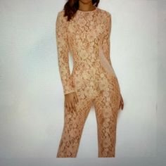 Lace Peach Jumpsuit Size Small Never Worn, New With Tags. Peach Jumpsuit, House Of Cb, Orange Cream, Orange Color, Pant Jumpsuit, Jumpsuit Romper, Pants For Women, Jumpsuit, Rompers