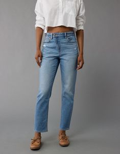 AE Stretch Mom Jean High Waisted Mom Jeans, Mom Jean, High Waist Jeans, Women's Jeans, School Outfits, Capsule Wardrobe, Womens Bottoms, American Eagle Outfitters, Mom Jeans