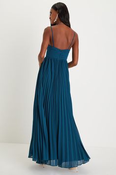 Teal Blue Maxi Dress - Pleated Maxi Dress - A-line Maxi Dress - Lulus Teal Blue Bridesmaid Dresses, Teal Bridesmaids, Teal Bridesmaid Dresses, Prom Dresses Black, A Line Maxi Dress, White Prom Dress, Cute Prom Dresses, Beautiful Prom Dresses, Prom Dresses Online